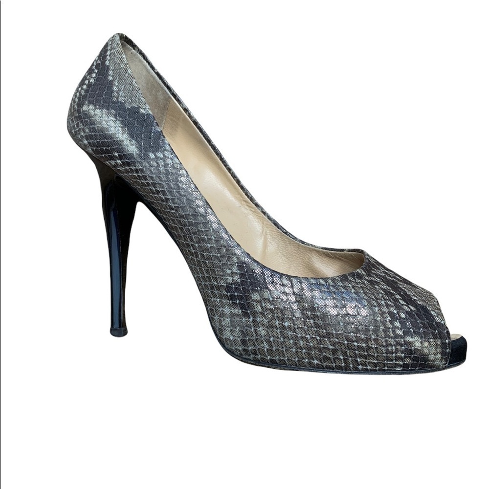 Giuseppe Zanotti Snakeskin Open Toe Animal Print Heels sz 37